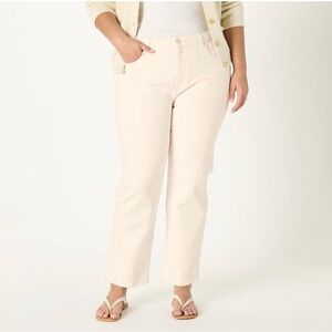 The Drop Women's Standard Janine Slim Straight Leg Jeans Ecru size 36